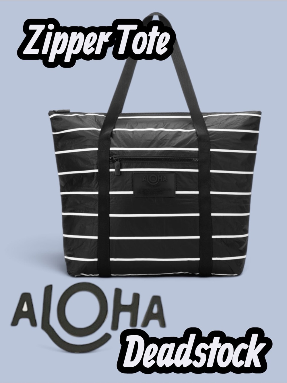 NWT Aloha Collection Pinstripe Zipper Day Tripper Tote
